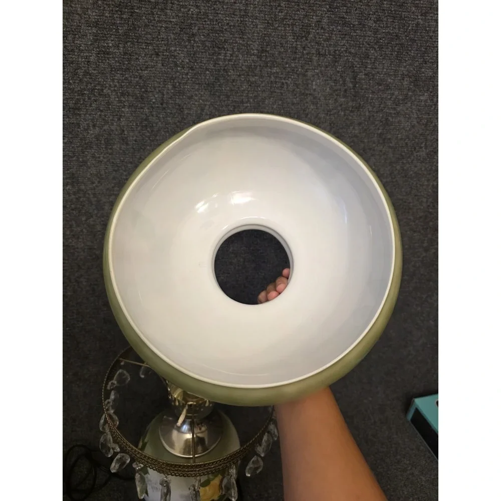 Antique Rose on Green Hurricane Lamp 10
